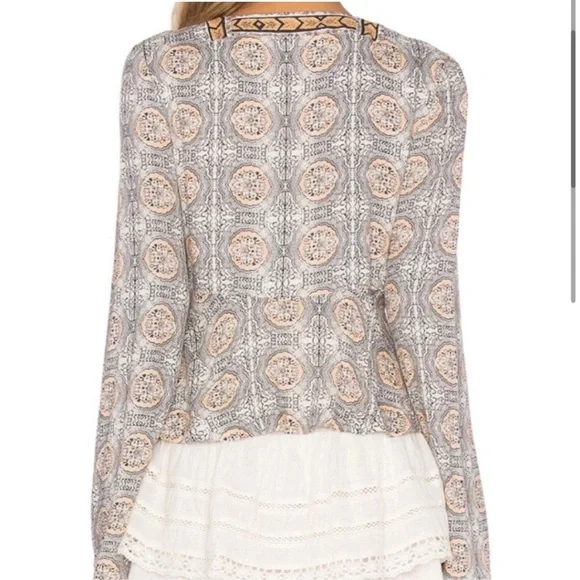 Patterned V-Neck Women's Top - Picture 2 of 16